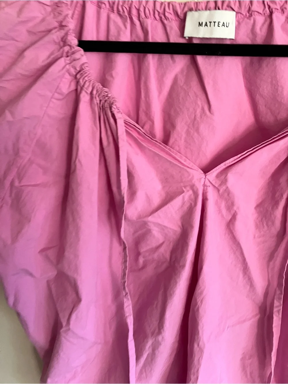 MATTEAU Boho Popover Blouse Pink Puff Sleeve Size 8 US 12 UK 40 EU